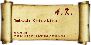 Ambach Krisztina névjegykártya